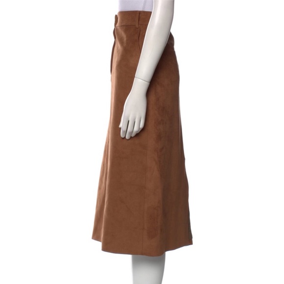 Tibi Brown Suede Skirt Sz Lg/10 euc - Picture 1 of 4